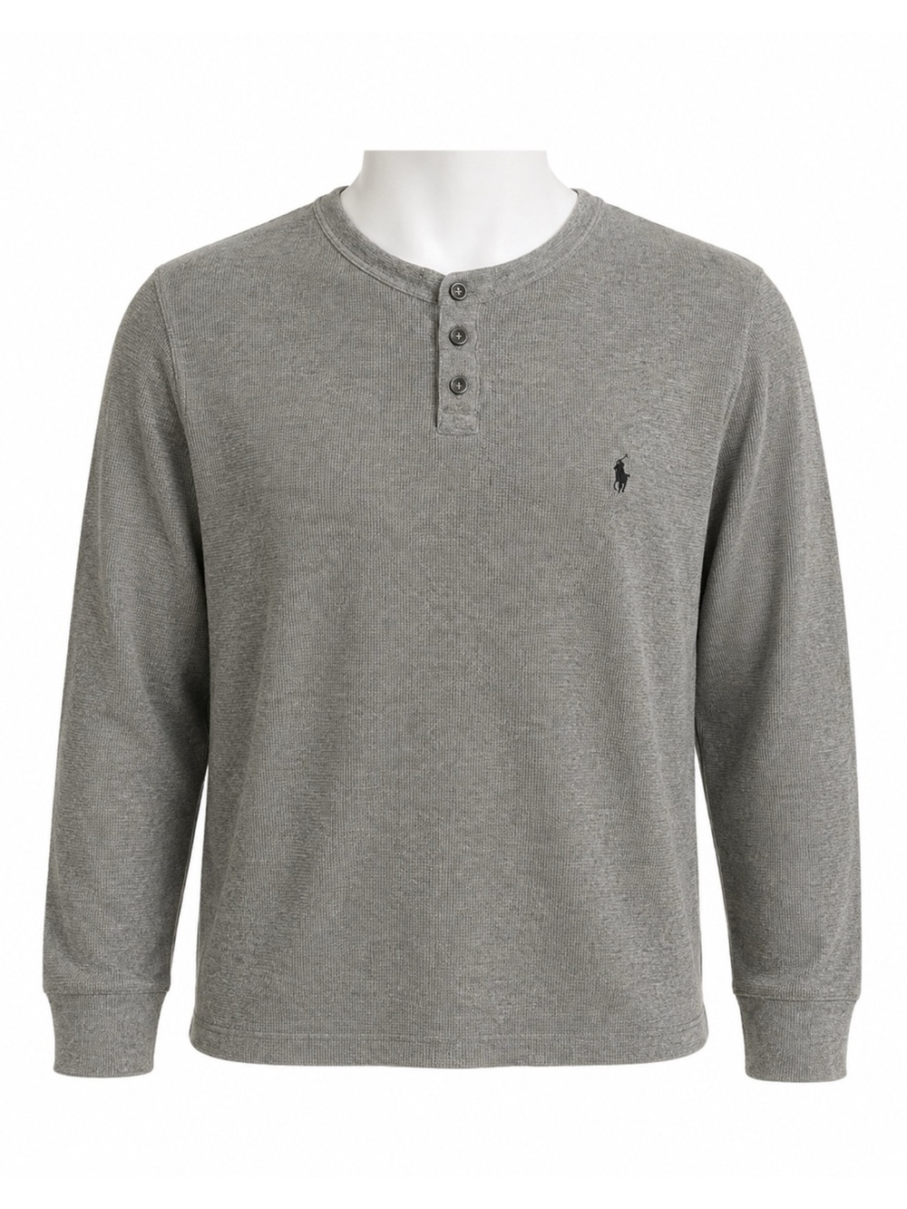 Size S Polo Ralph Lauren Men’s Gray Waffle Knit Henley Long Sleeve Shirt Pony